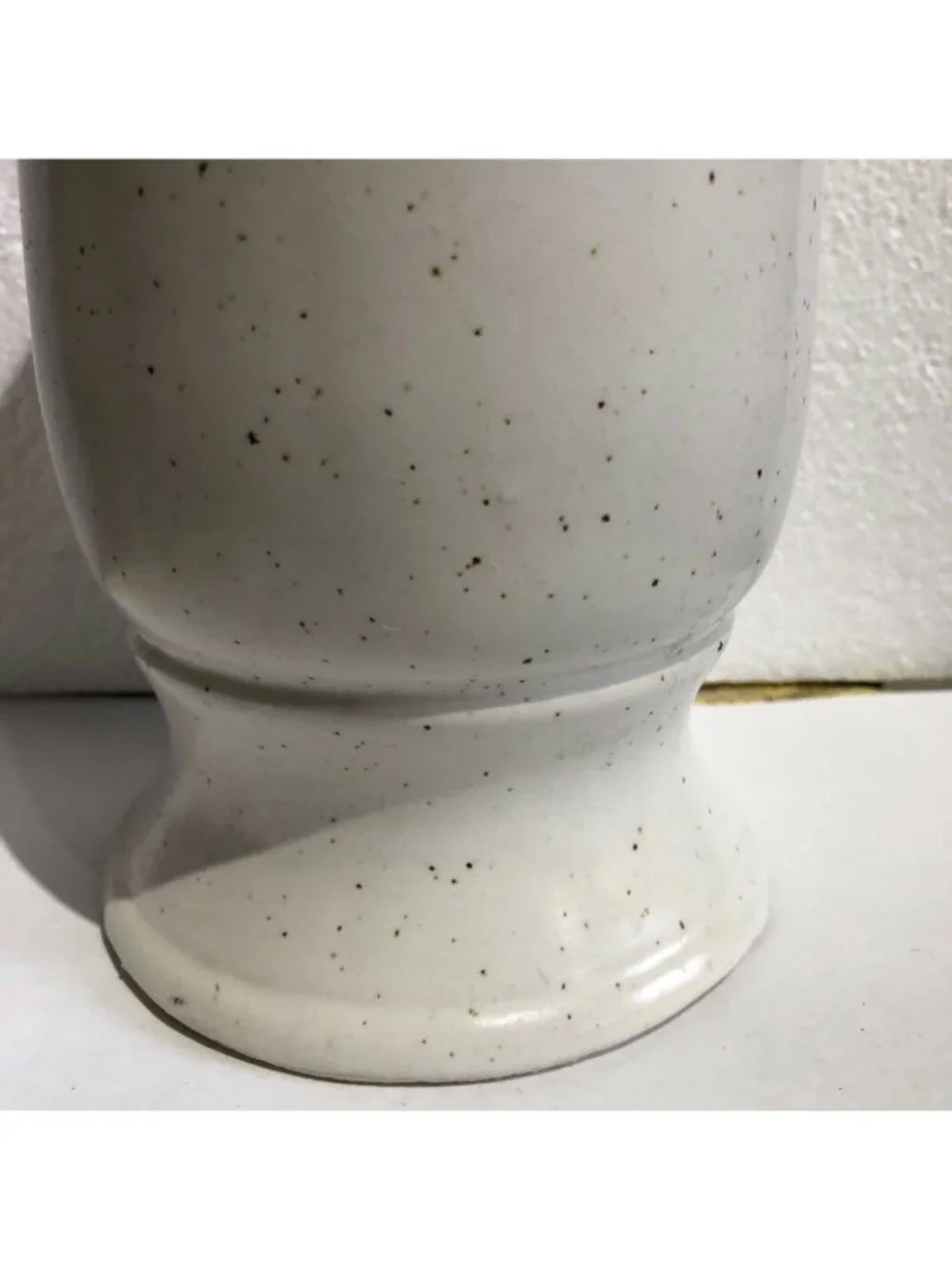 Vintage Stoneware Vase Speckled White RWC 1010 mark Mid Century